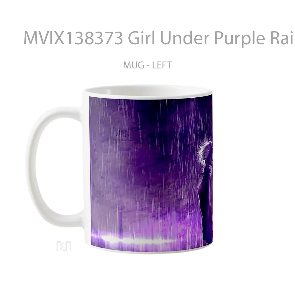 Mug Girl Under Purple Rain Gelas Pemandangan Alam - All-side / Desain