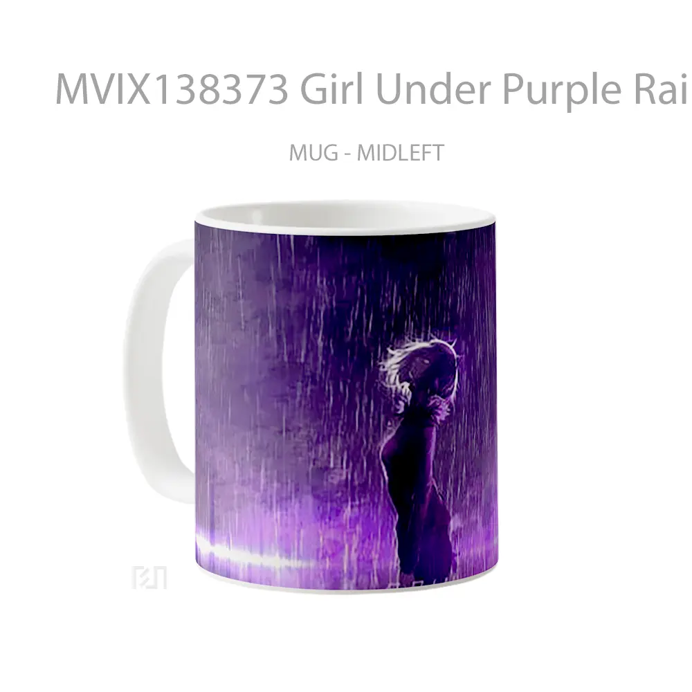Mug Girl Under Purple Rain Gelas Pemandangan Alam - All-side / Desain