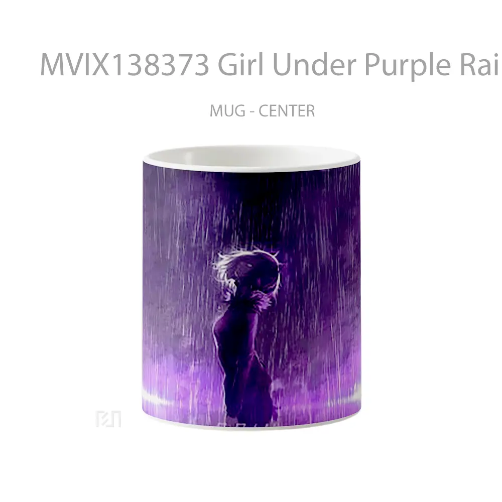 Mug Girl Under Purple Rain Gelas Pemandangan Alam