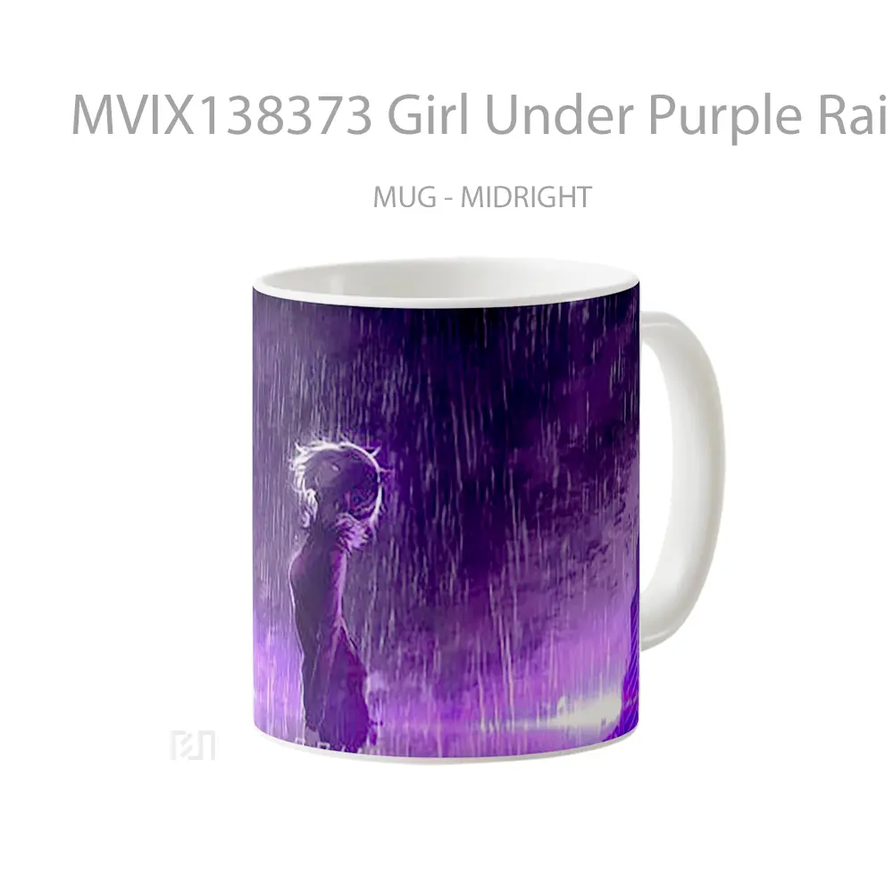 Mug Girl Under Purple Rain Gelas Pemandangan Alam - All-side / Desain
