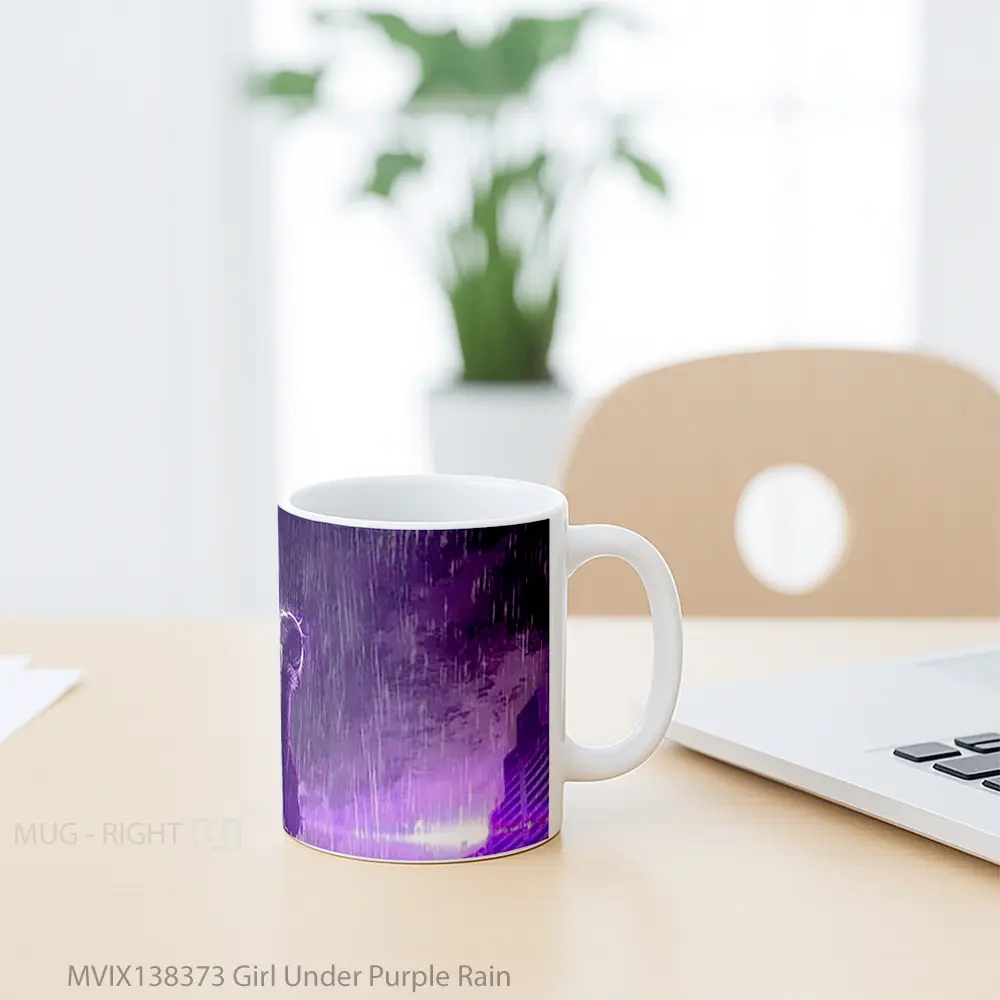 Mug Girl Under Purple Rain Gelas Pemandangan Alam - All-side / Desain