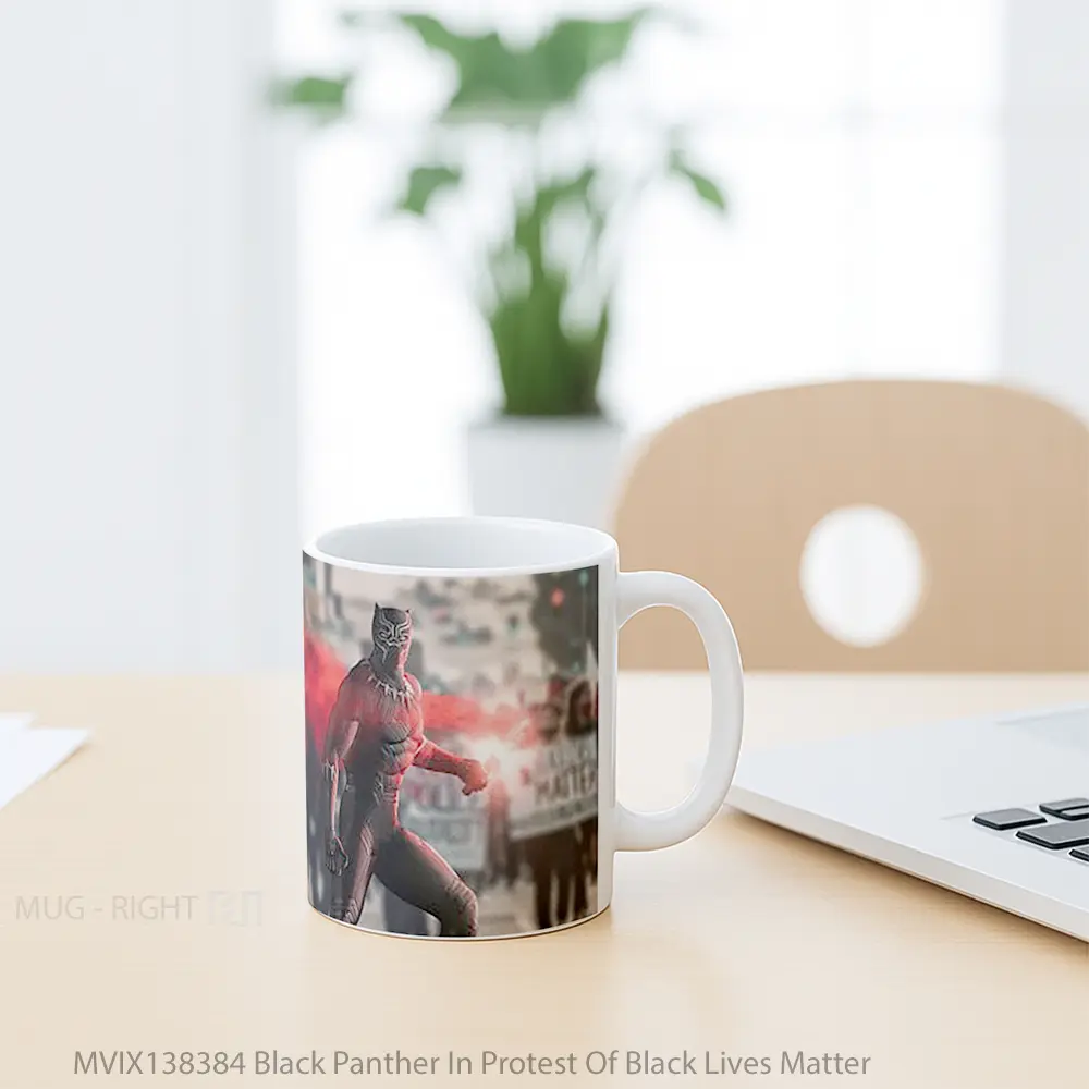 Mug Black Panther In Protest Of Black Lives Matter Gelas Superhero - All-side / Desain