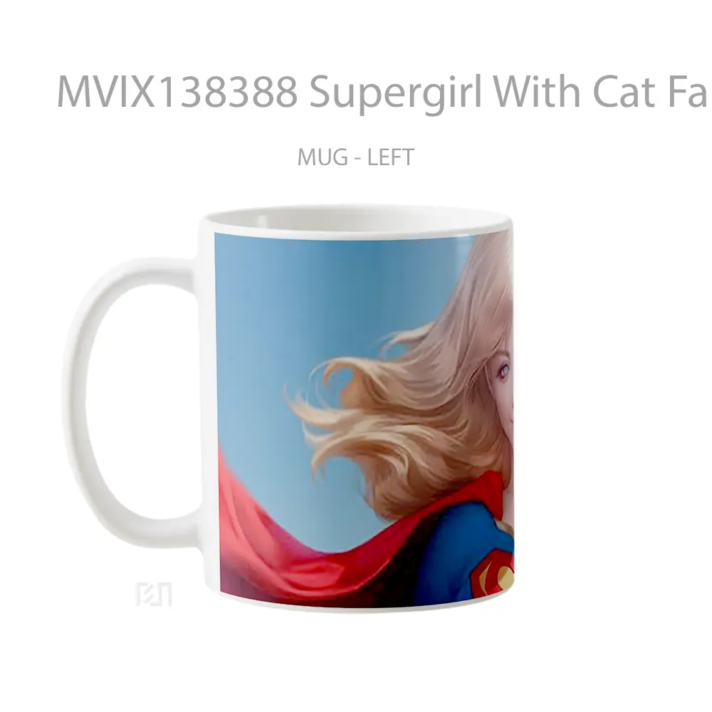 Mug Supergirl With Cat Fanart Gelas Hewan Lucu - All-side / Desain