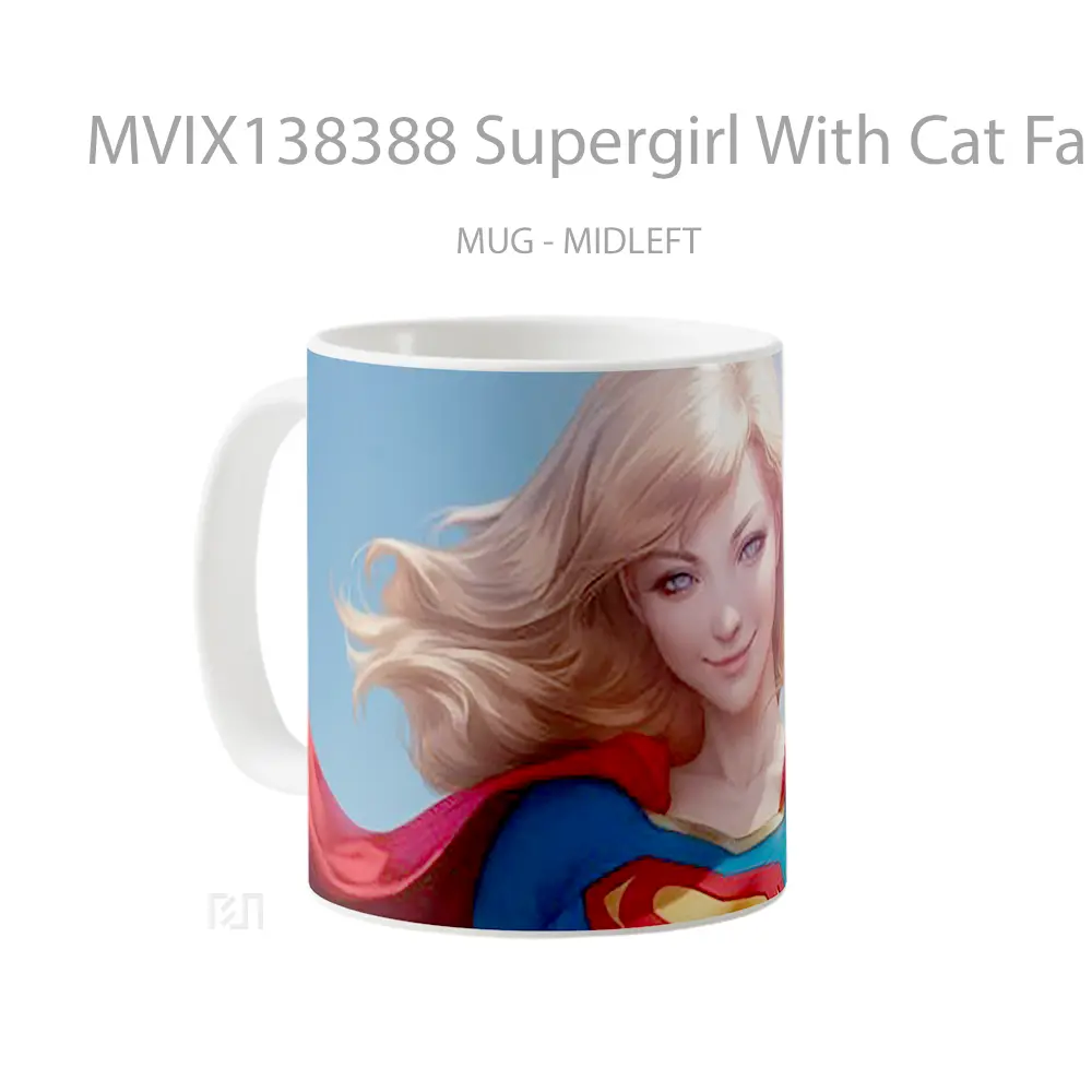 Mug Supergirl With Cat Fanart Gelas Hewan Lucu - All-side / Desain