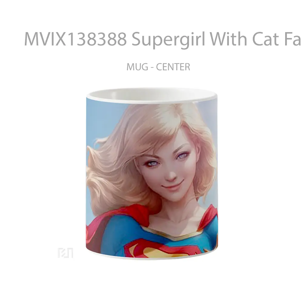 Mug Supergirl With Cat Fanart Gelas Hewan Lucu