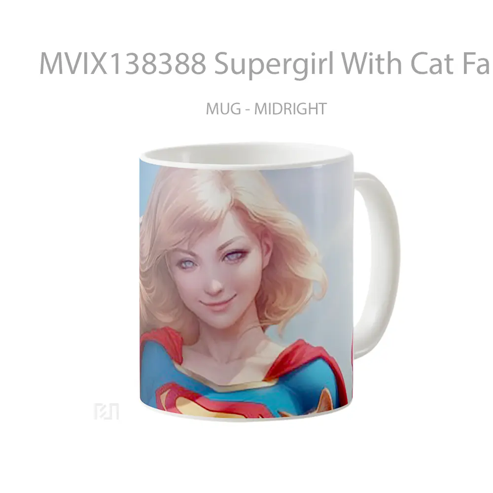 Mug Supergirl With Cat Fanart Gelas Hewan Lucu - All-side / Desain