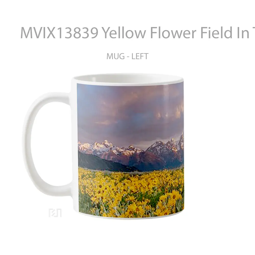Mug Yellow Flower Field In The Mountain Gelas Pemandangan Alam - All-side / Desain