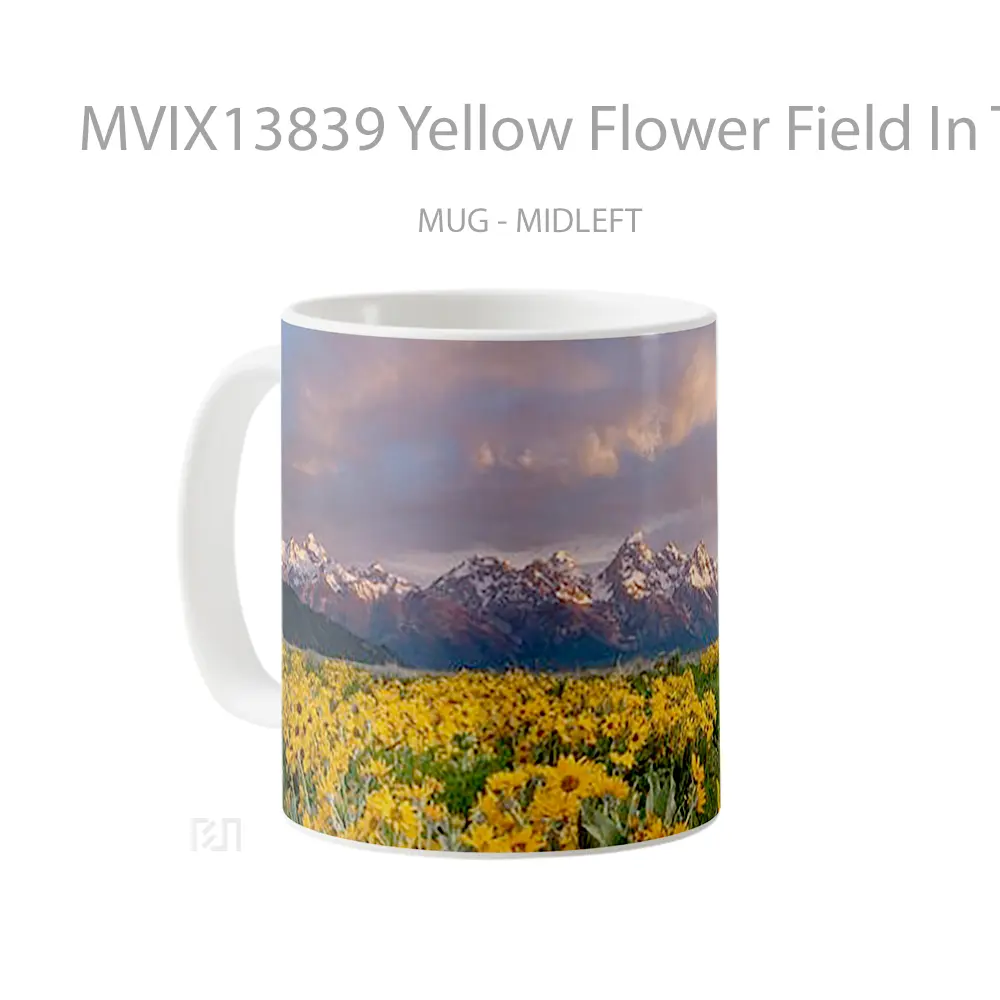 Mug Yellow Flower Field In The Mountain Gelas Pemandangan Alam - All-side / Desain