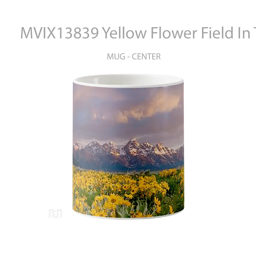 Mug Yellow Flower Field In The Mountain Gelas Pemandangan Alam