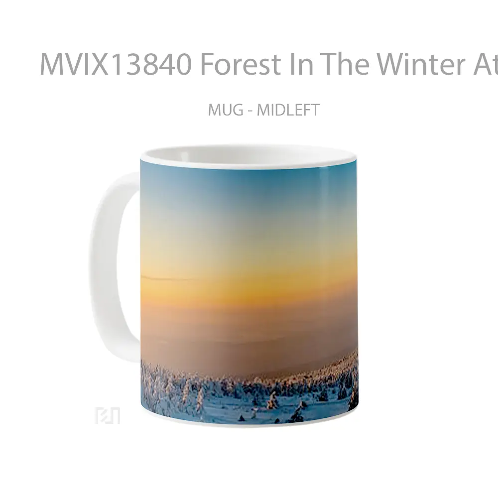 Mug Forest In The Winter At Sunset V2 Gelas Pemandangan Alam - All-side / Desain
