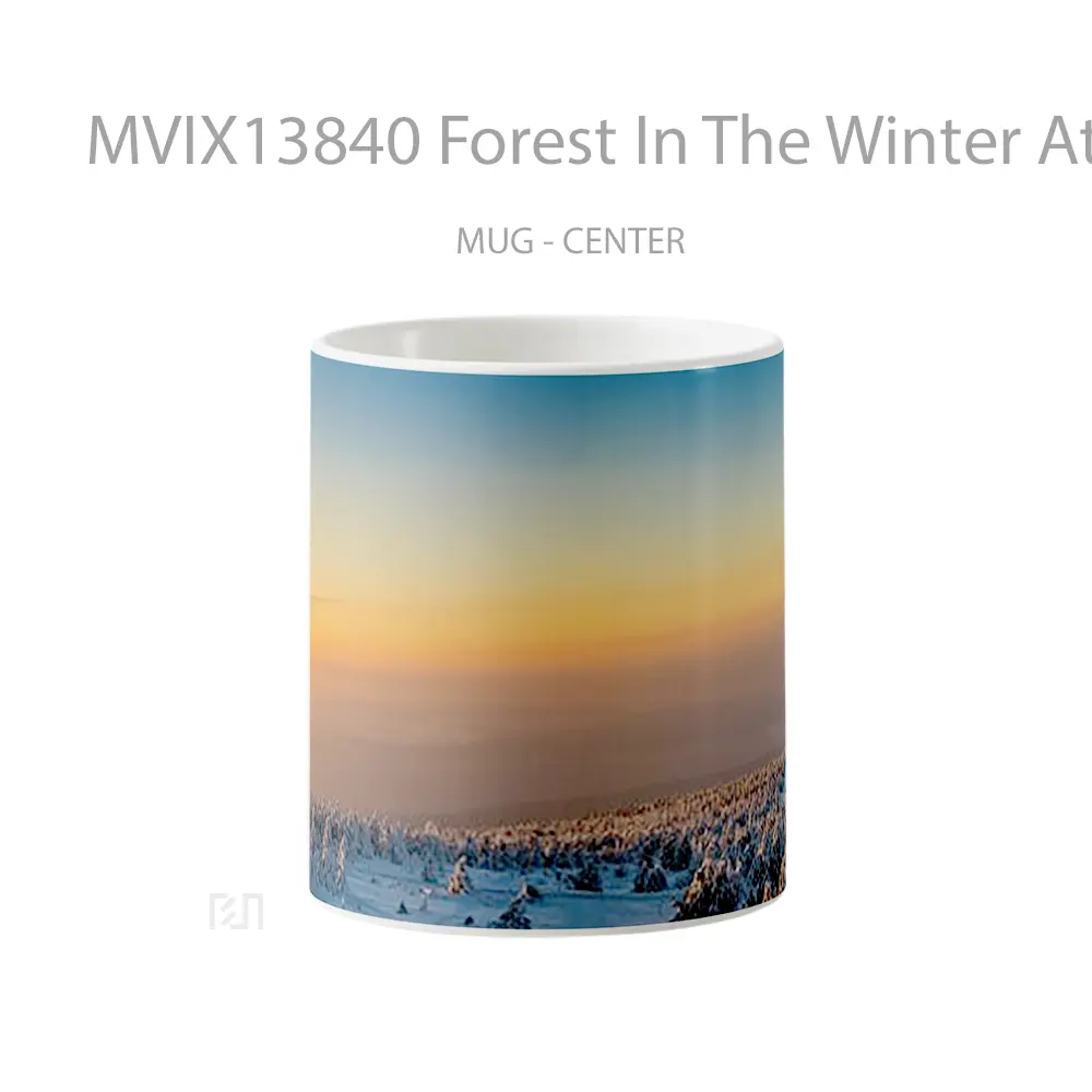 Mug Forest In The Winter At Sunset V2 Gelas Pemandangan Alam