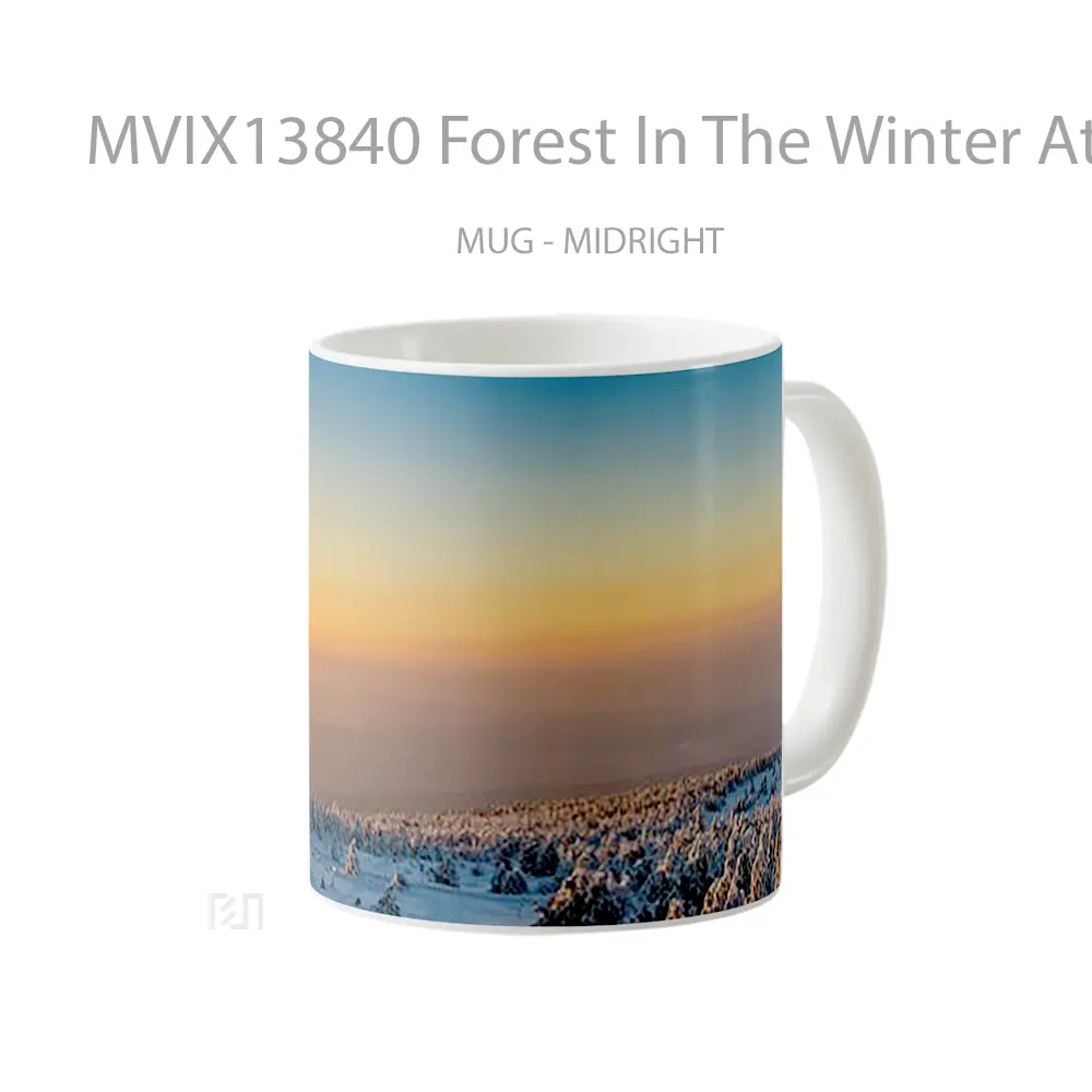 Mug Forest In The Winter At Sunset V2 Gelas Pemandangan Alam - All-side / Desain