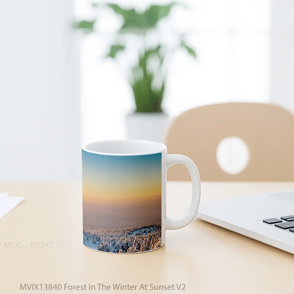 Mug Forest In The Winter At Sunset V2 Gelas Pemandangan Alam - All-side / Desain