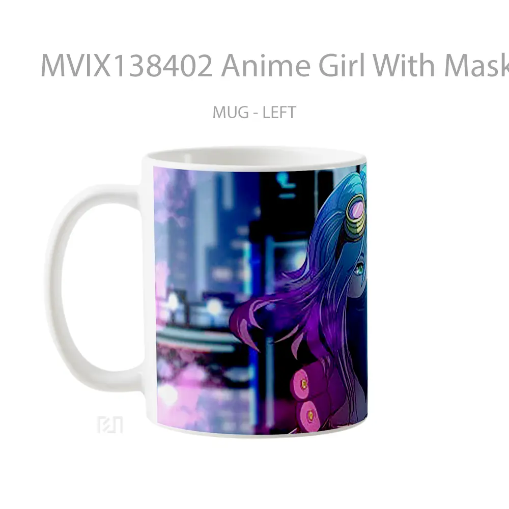Mug Anime Girl With Mask V2 Cangkir Anime - All-side / Desain