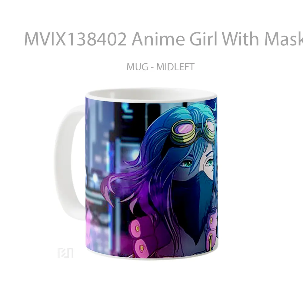 Mug Anime Girl With Mask V2 Cangkir Anime - All-side / Desain