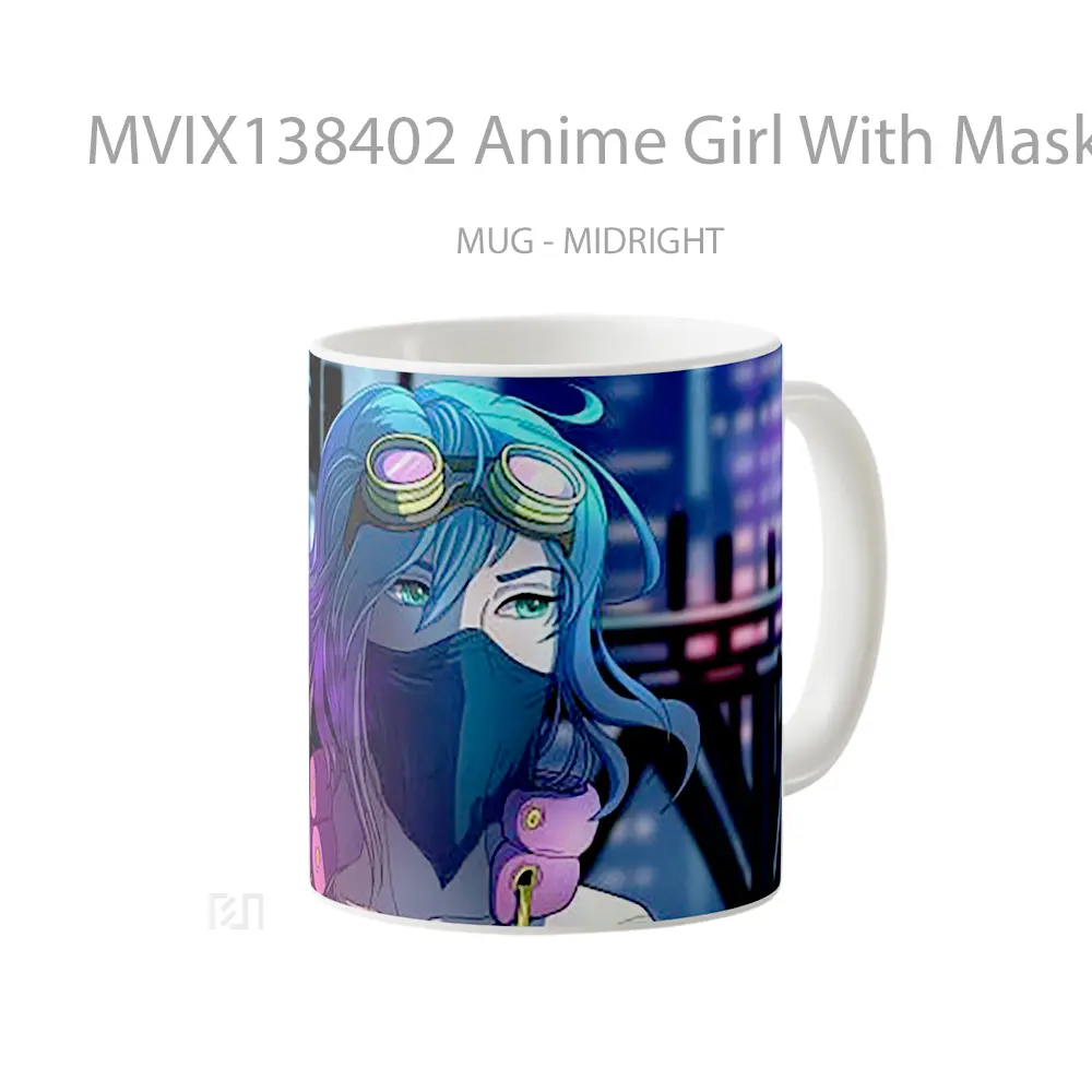 Mug Anime Girl With Mask V2 Cangkir Anime - All-side / Desain