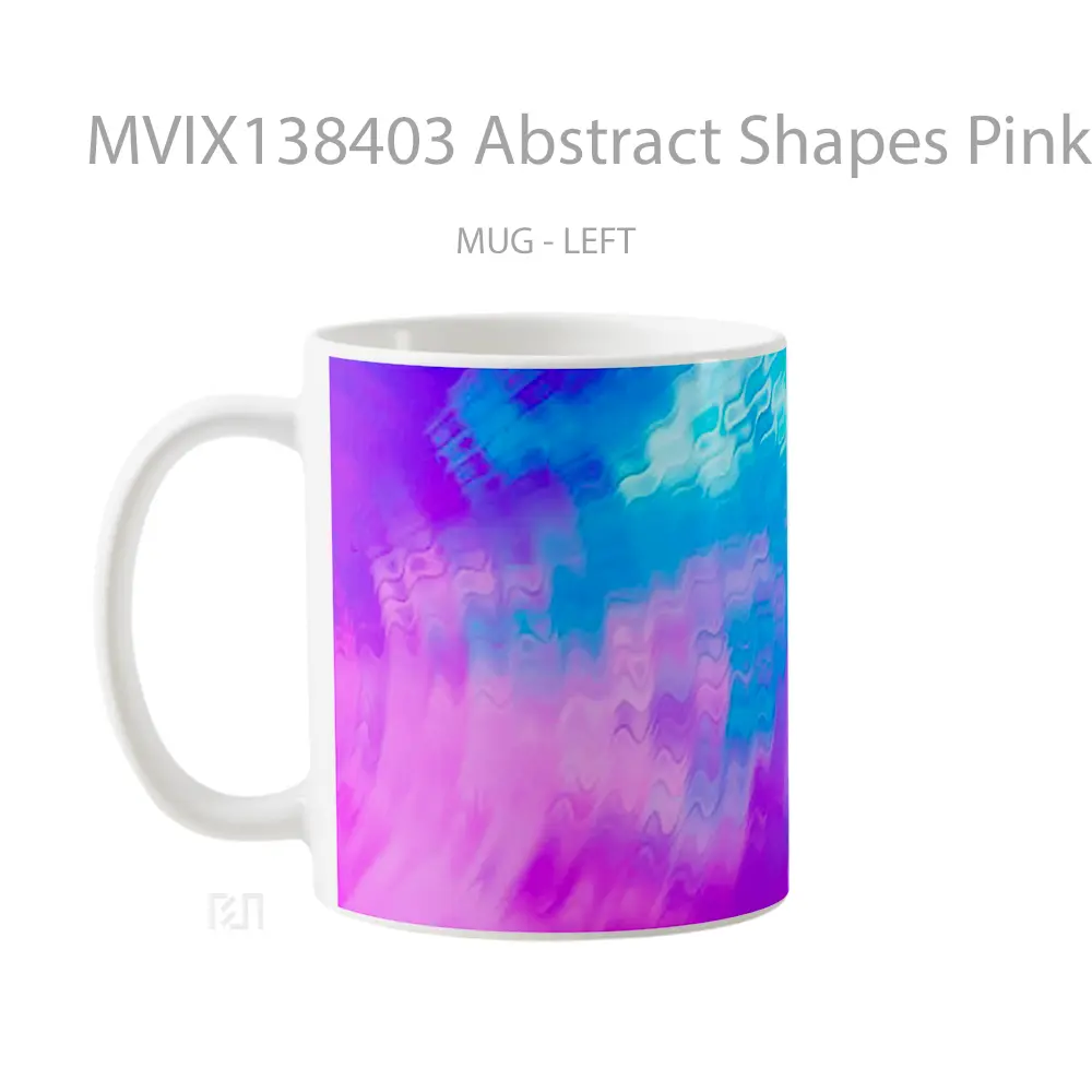 Mug Abstract Shapes Pink And Blue Gelas Seni Modern - All-side / Desain