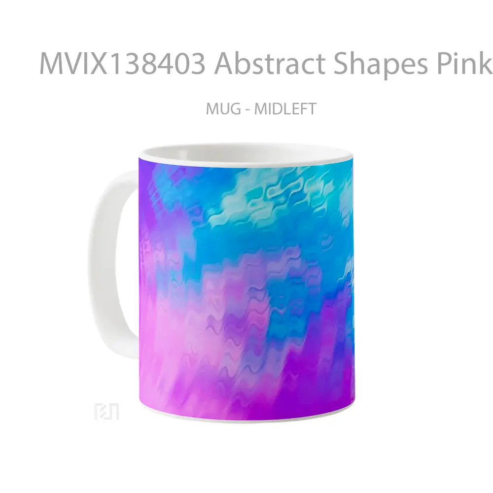 Mug Abstract Shapes Pink And Blue Gelas Seni Modern - All-side / Desain
