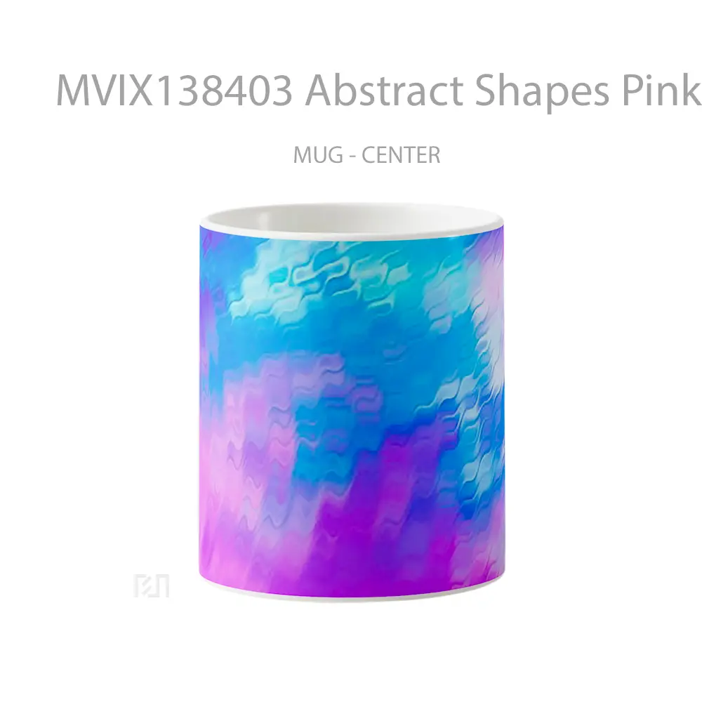 Mug Abstract Shapes Pink And Blue Gelas Seni Modern