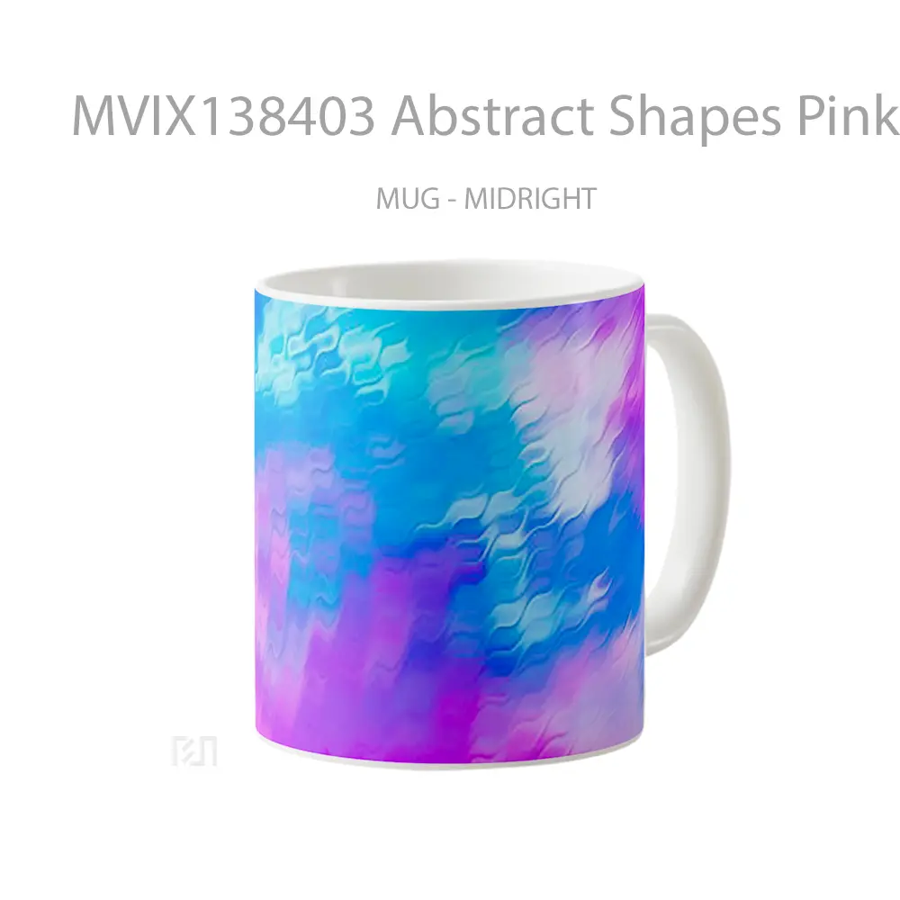 Mug Abstract Shapes Pink And Blue Gelas Seni Modern - All-side / Desain