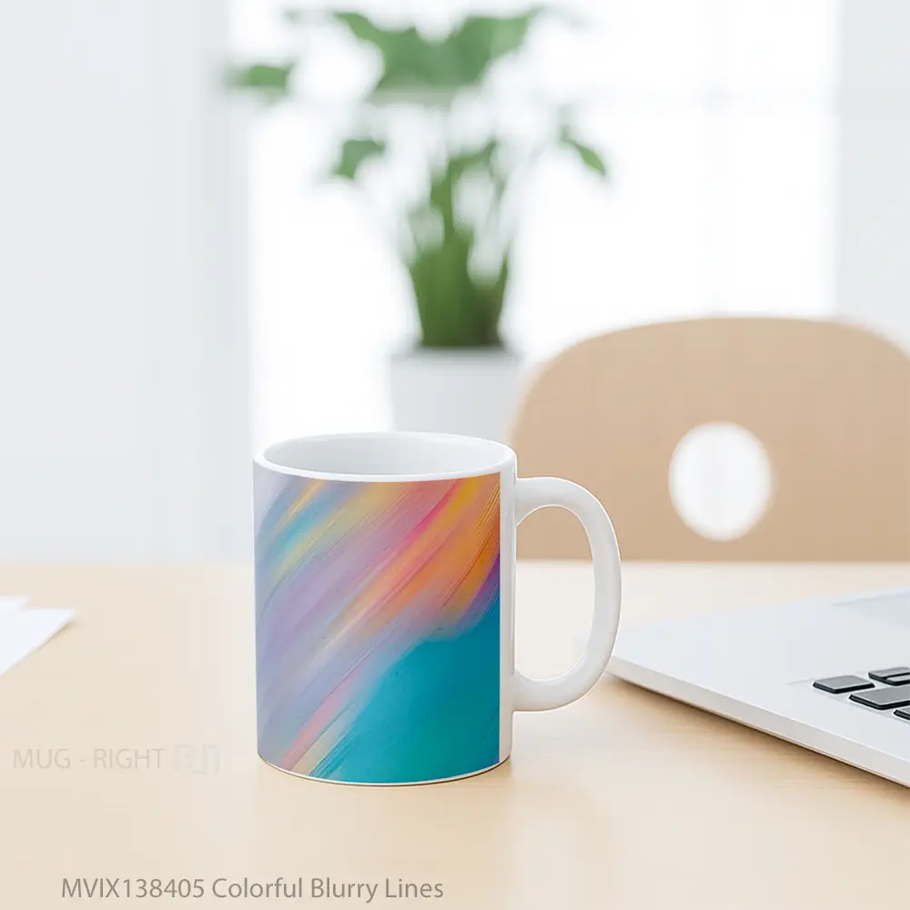 Mug Colorful Blurry Lines Gelas Keramik Unik - All-side / Desain