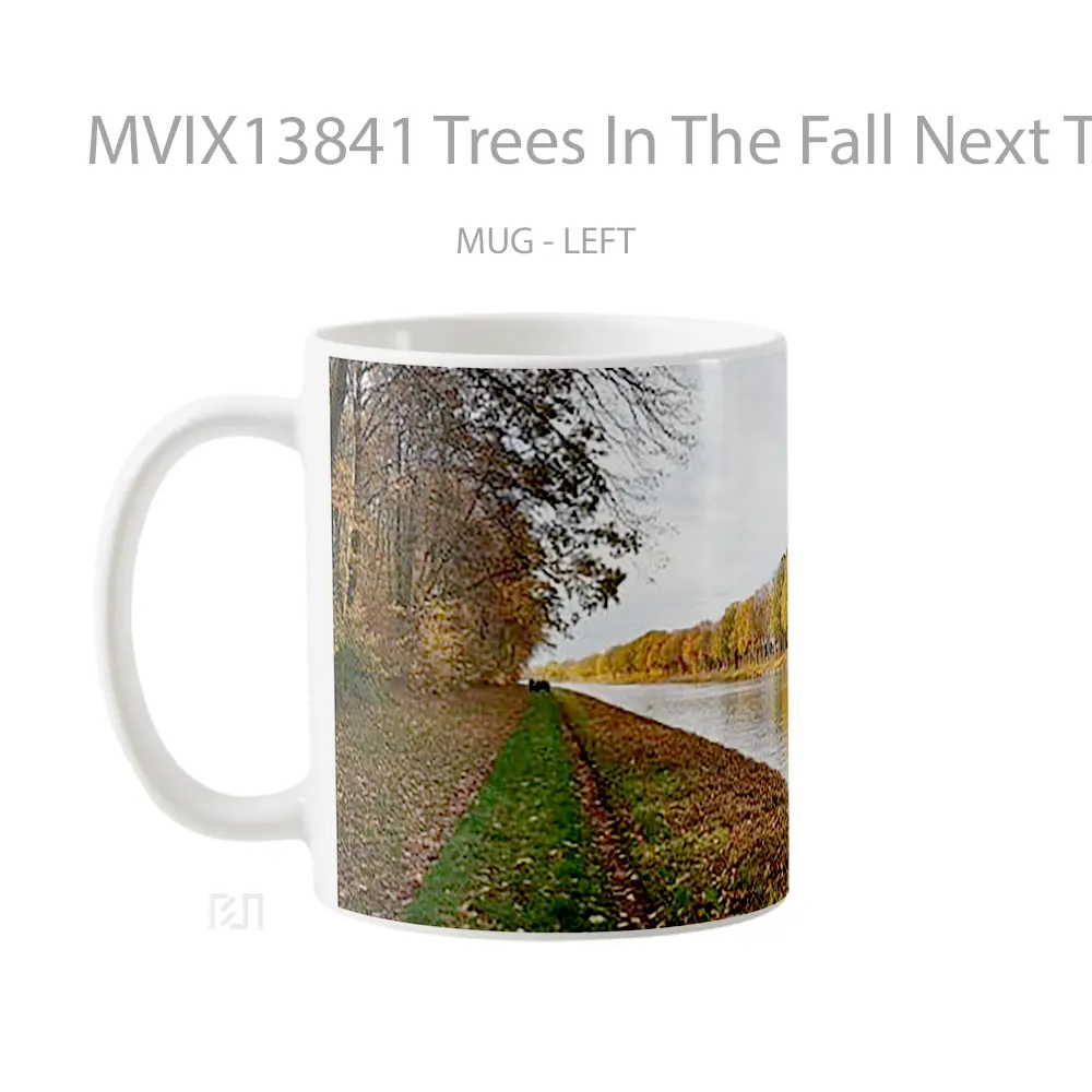 Mug Trees In The Fall Next To River Gelas Pemandangan Alam - All-side / Desain
