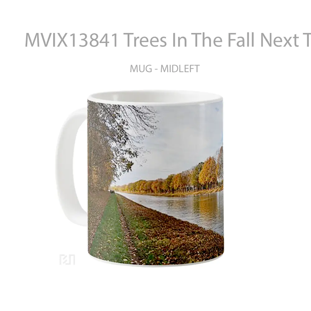 Mug Trees In The Fall Next To River Gelas Pemandangan Alam - All-side / Desain