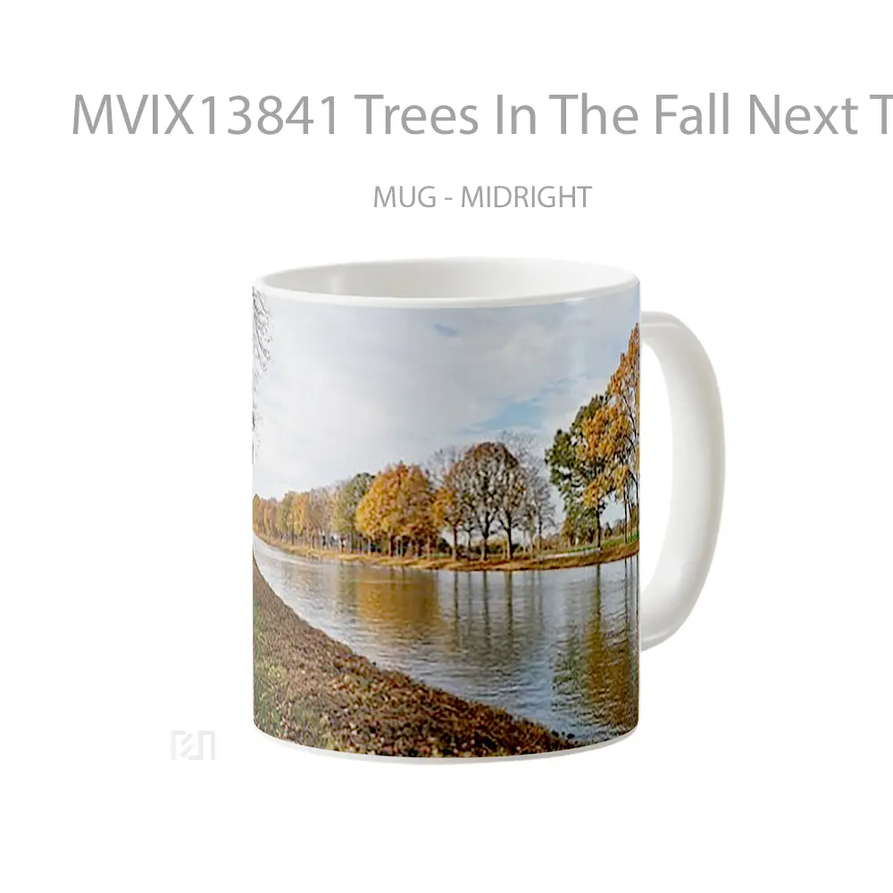 Mug Trees In The Fall Next To River Gelas Pemandangan Alam - All-side / Desain