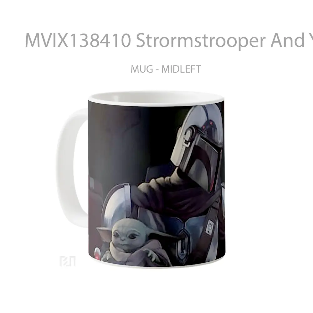 Mug Strormstrooper And Yoda In The Mandalorian Gelas Star Wars - All-side / Desain