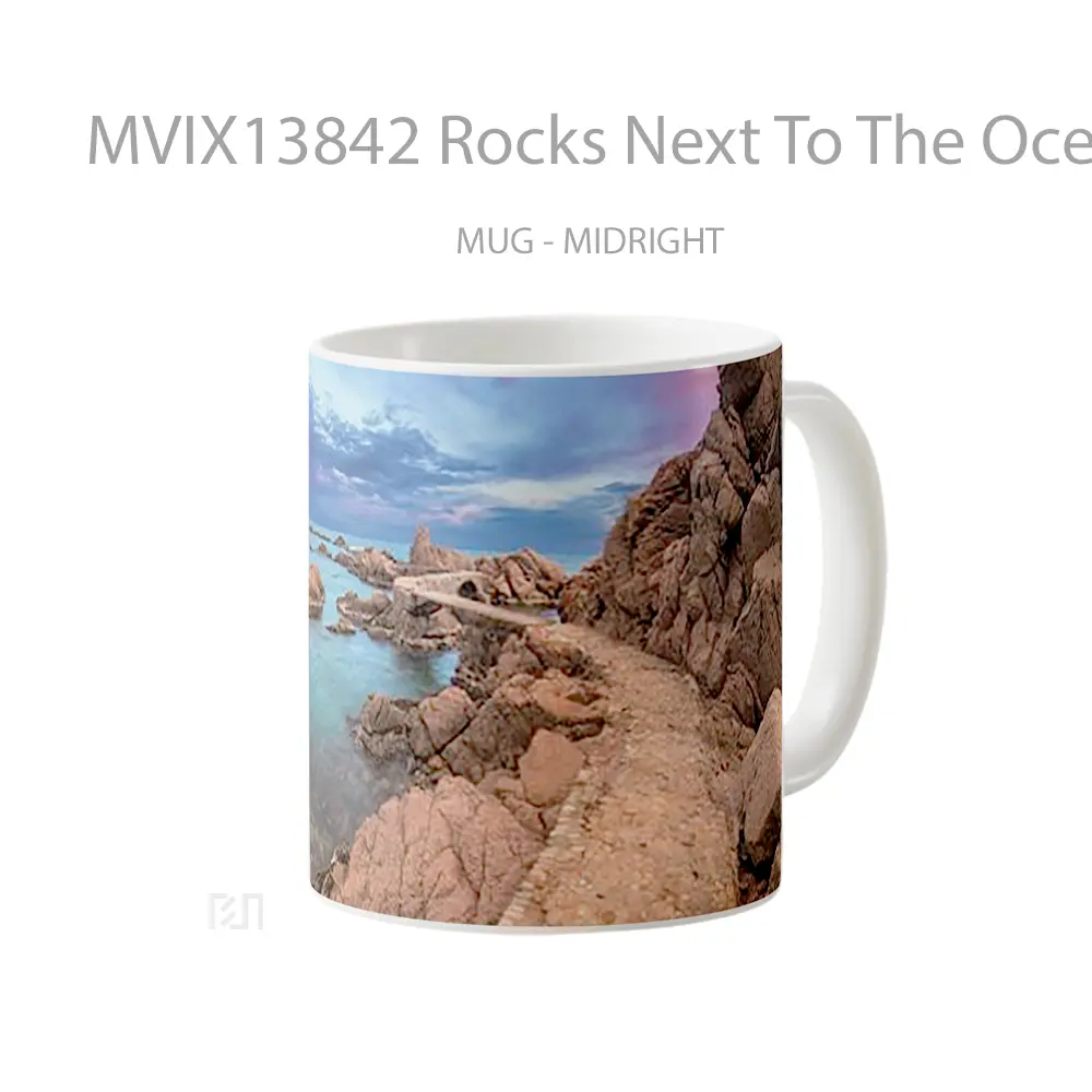 Mug Rocks Next To The Ocean At Sunset Gelas Pemandangan Alam - All-side / Desain