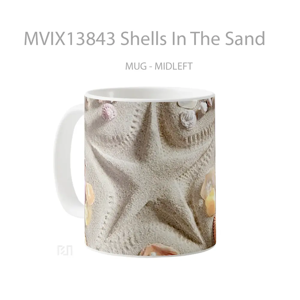 Mug Shells In The Sand Gelas Keramik Unik - All-side / Desain