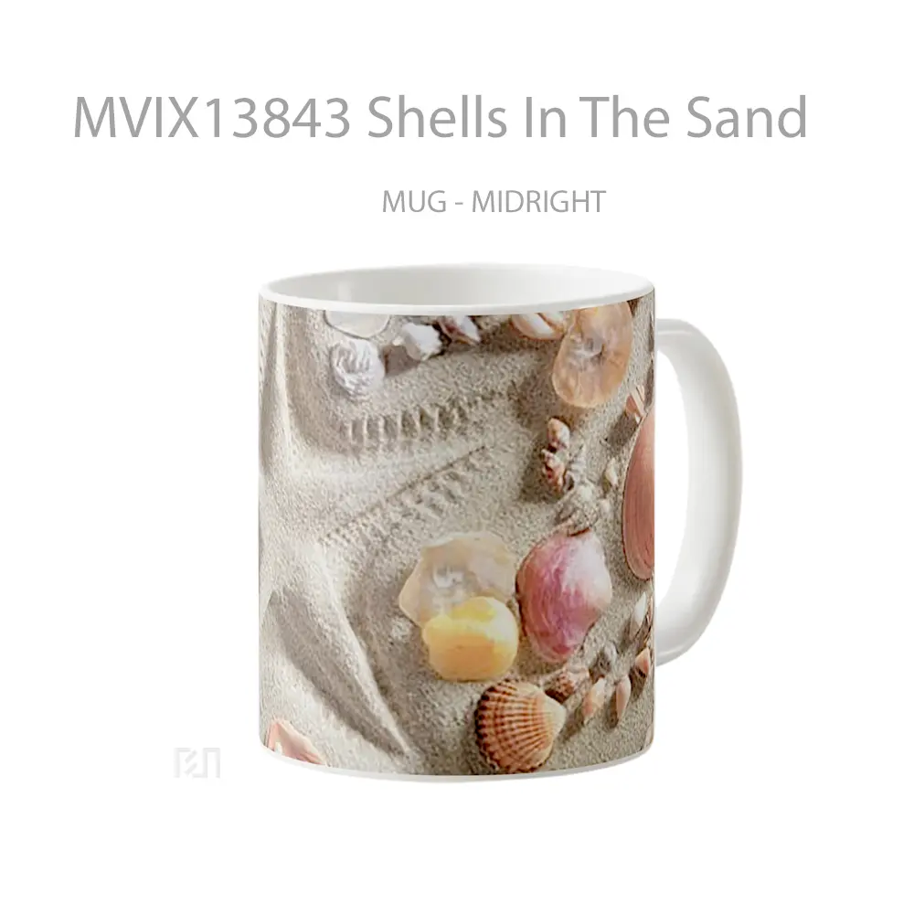 Mug Shells In The Sand Gelas Keramik Unik - All-side / Desain