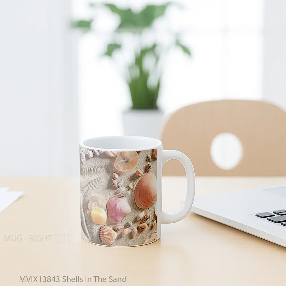 Mug Shells In The Sand Gelas Keramik Unik - All-side / Desain