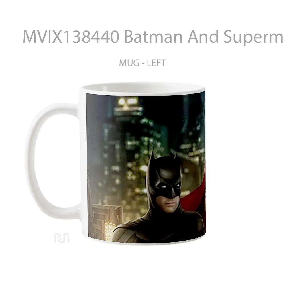 Mug Batman And Superman In The City Gelas Superhero - All-side / Desain