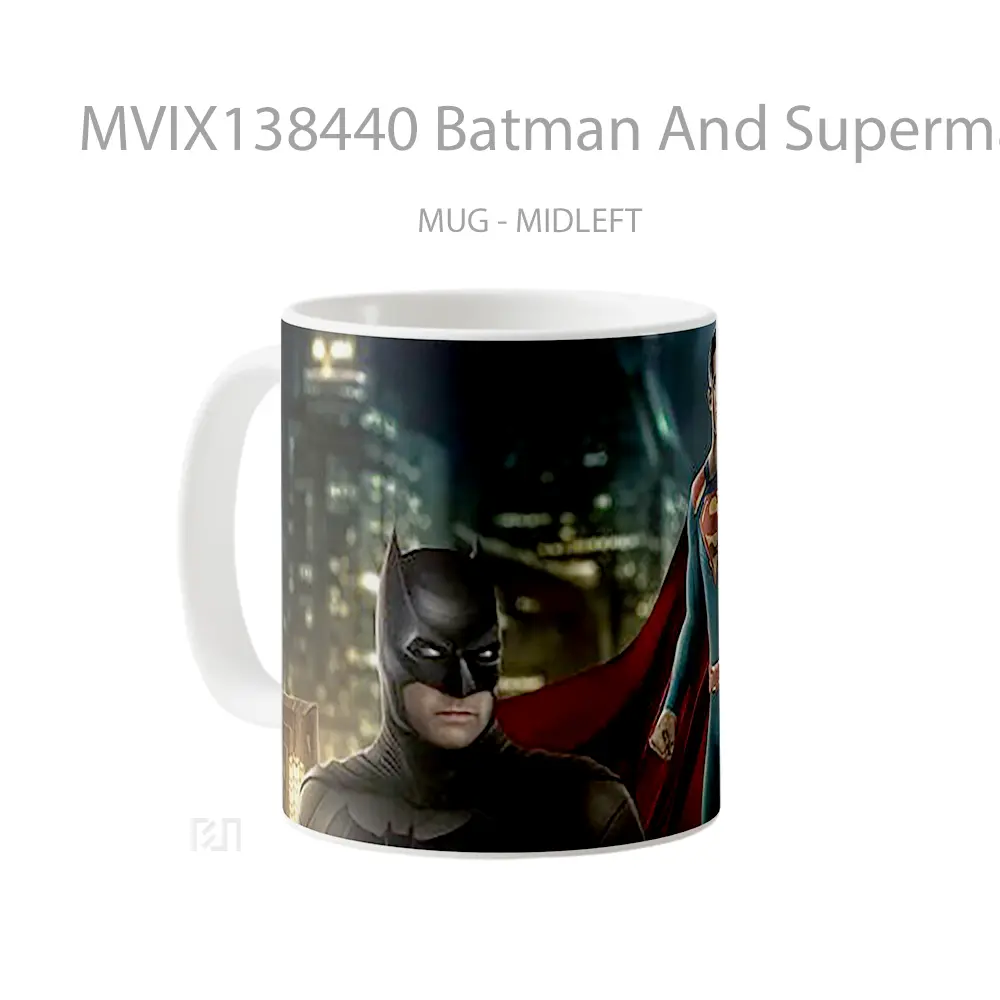 Mug Batman And Superman In The City Gelas Superhero - All-side / Desain