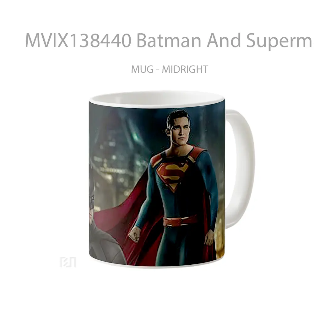 Mug Batman And Superman In The City Gelas Superhero - All-side / Desain