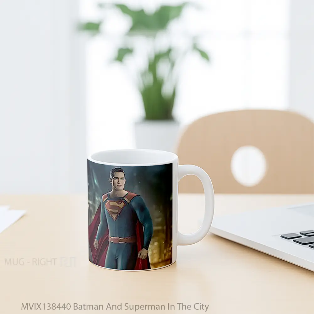 Mug Batman And Superman In The City Gelas Superhero - All-side / Desain