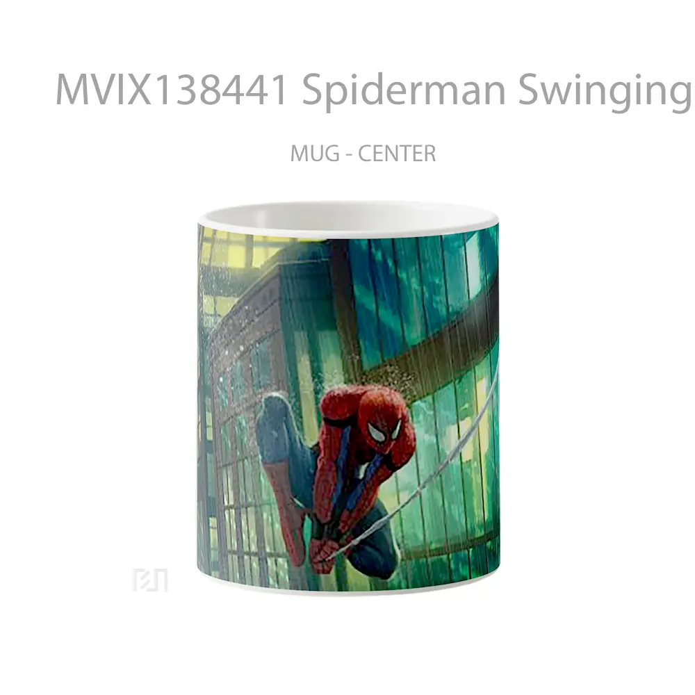 Mug Spiderman Swinging Between Buildings Gelas Superhero
