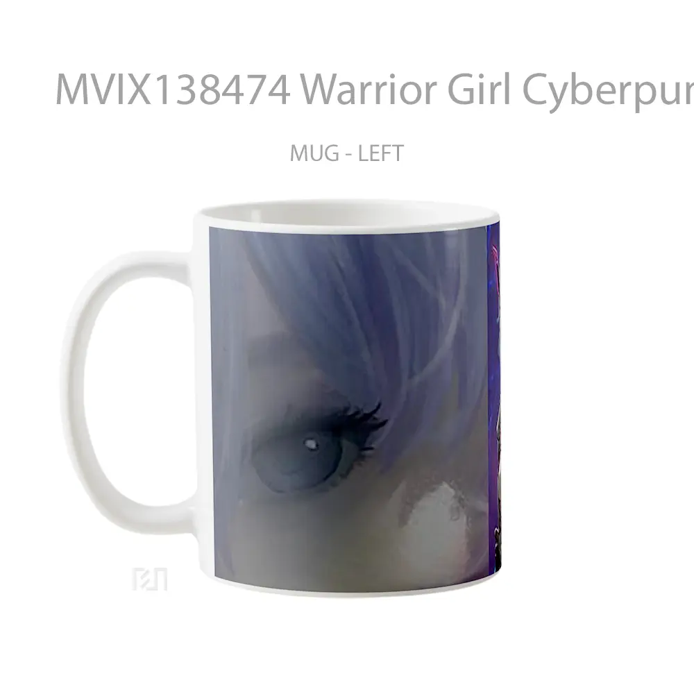 Mug Warrior Girl Cyberpunk Style Cangkir Gamer - All-side / Desain