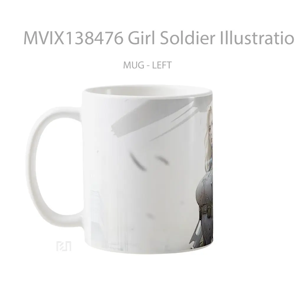 Mug Girl Soldier Illustration Gelas Seni Modern - All-side / Desain