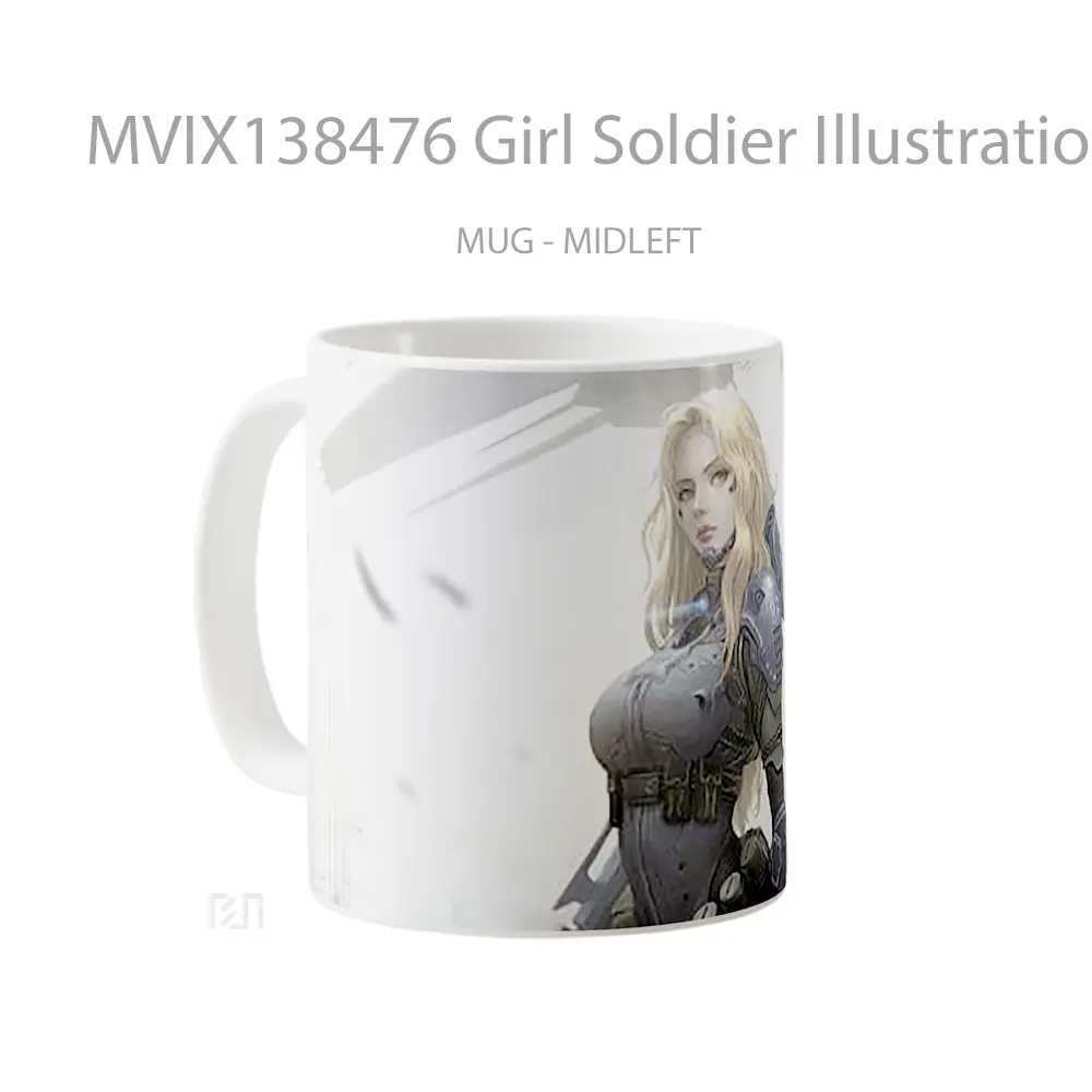 Mug Girl Soldier Illustration Gelas Seni Modern - All-side / Desain