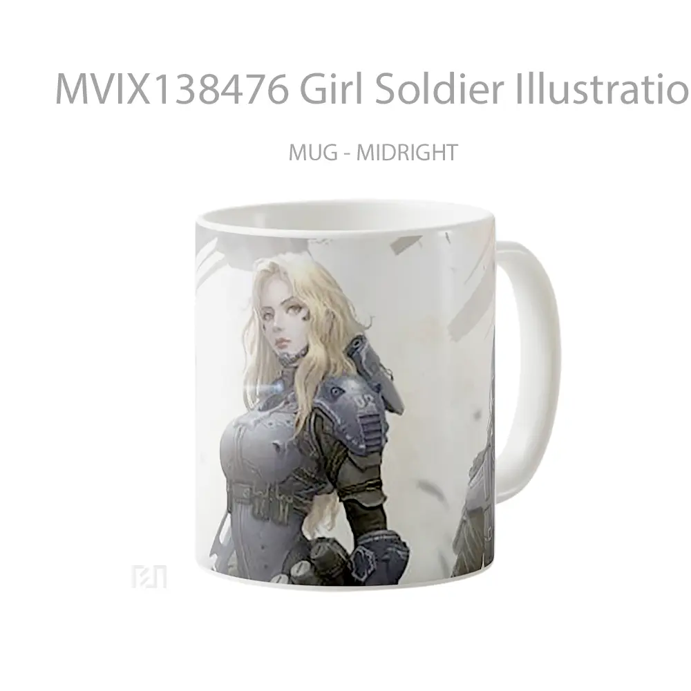 Mug Girl Soldier Illustration Gelas Seni Modern - All-side / Desain