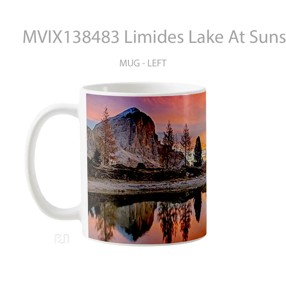 Mug Limides Lake At Sunset In The Mountains In Italy Gelas Pemandangan Alam - All-side / Desain