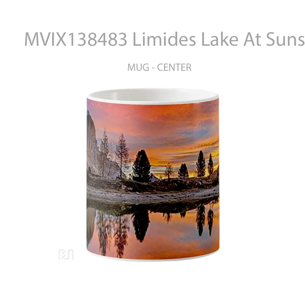 Mug Limides Lake At Sunset In The Mountains In Italy Gelas Pemandangan Alam
