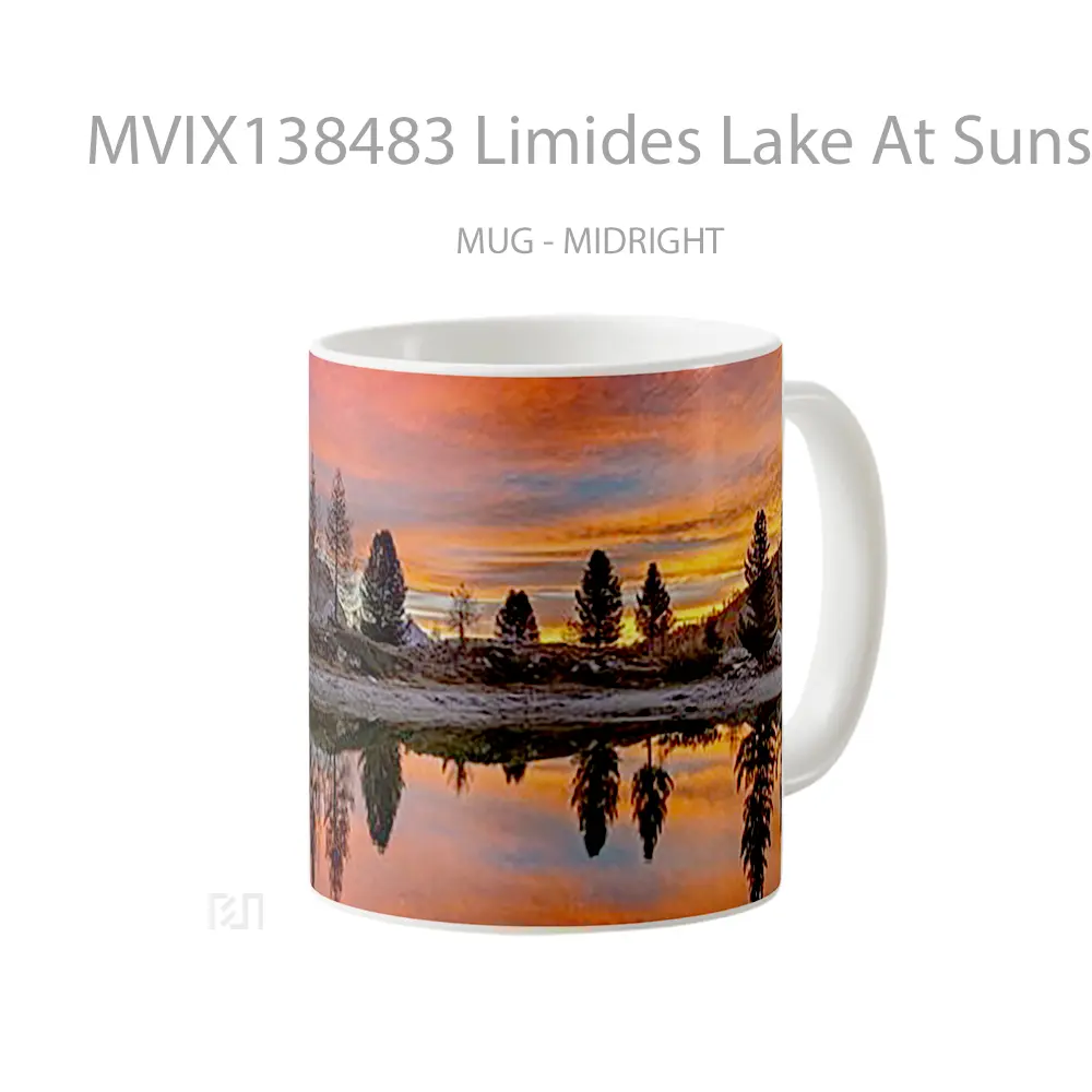 Mug Limides Lake At Sunset In The Mountains In Italy Gelas Pemandangan Alam - All-side / Desain