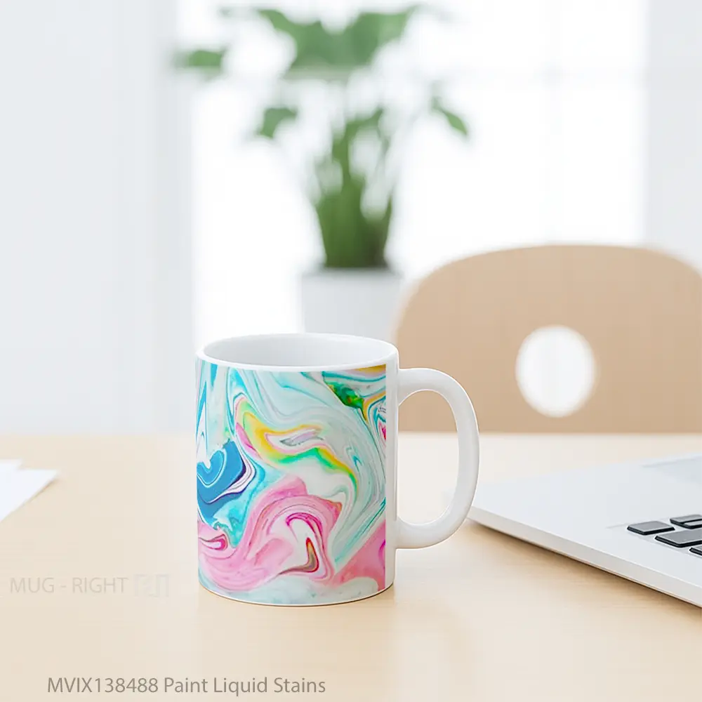 Mug Paint Liquid Stains Gelas Keramik Unik - All-side / Desain