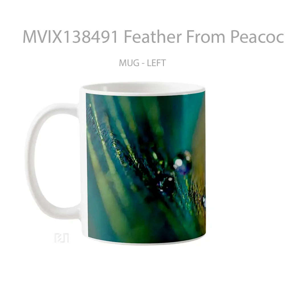 Mug Feather From Peacock Gelas Keramik Unik - All-side / Desain