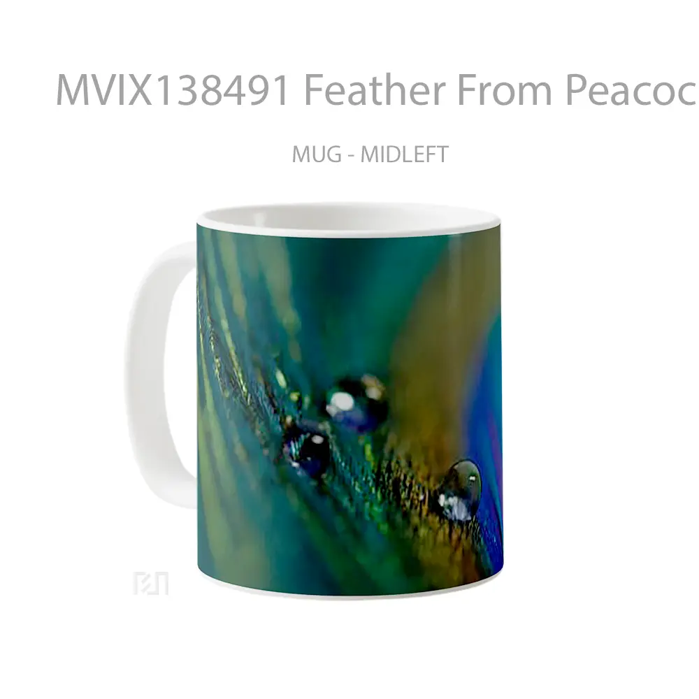 Mug Feather From Peacock Gelas Keramik Unik - All-side / Desain