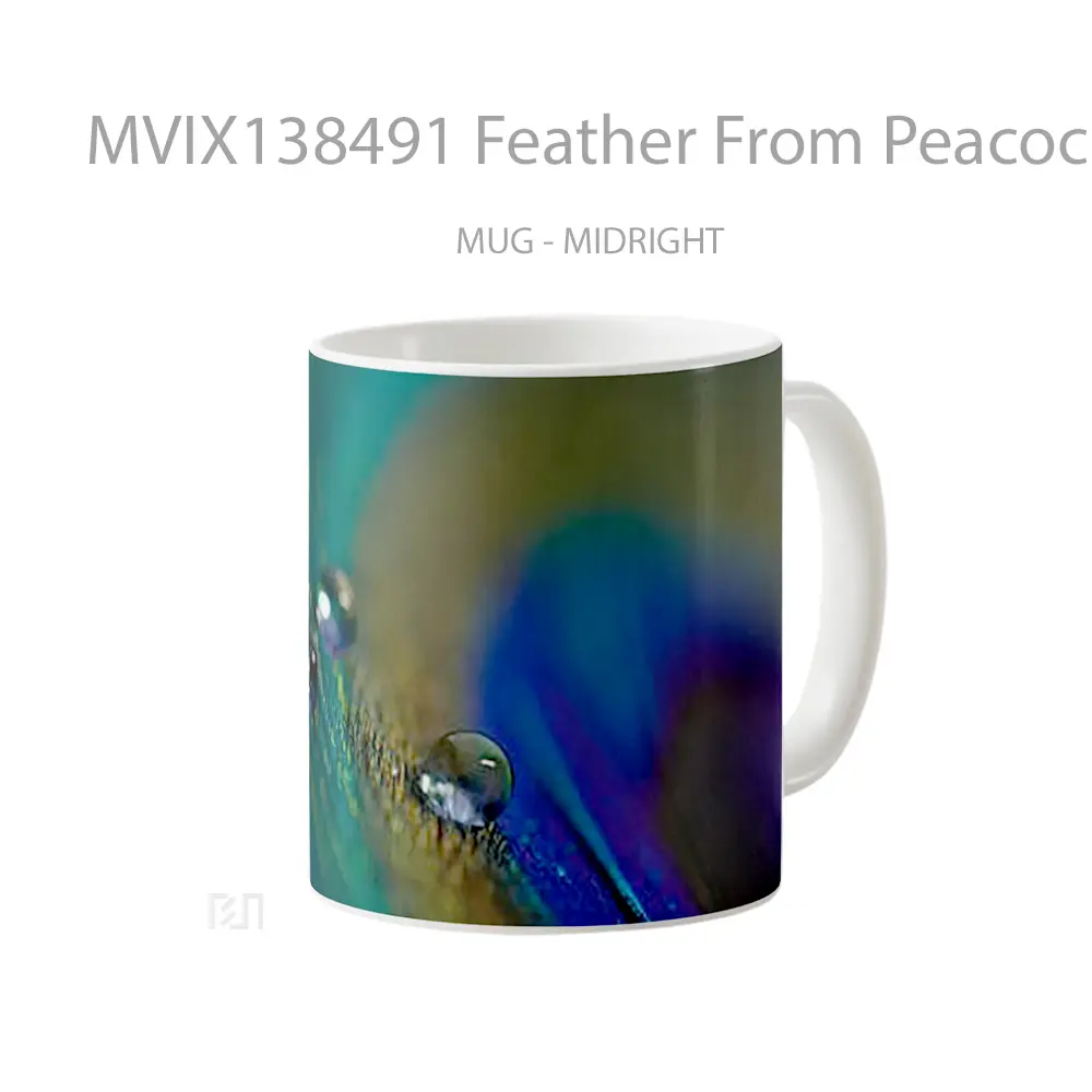Mug Feather From Peacock Gelas Keramik Unik - All-side / Desain