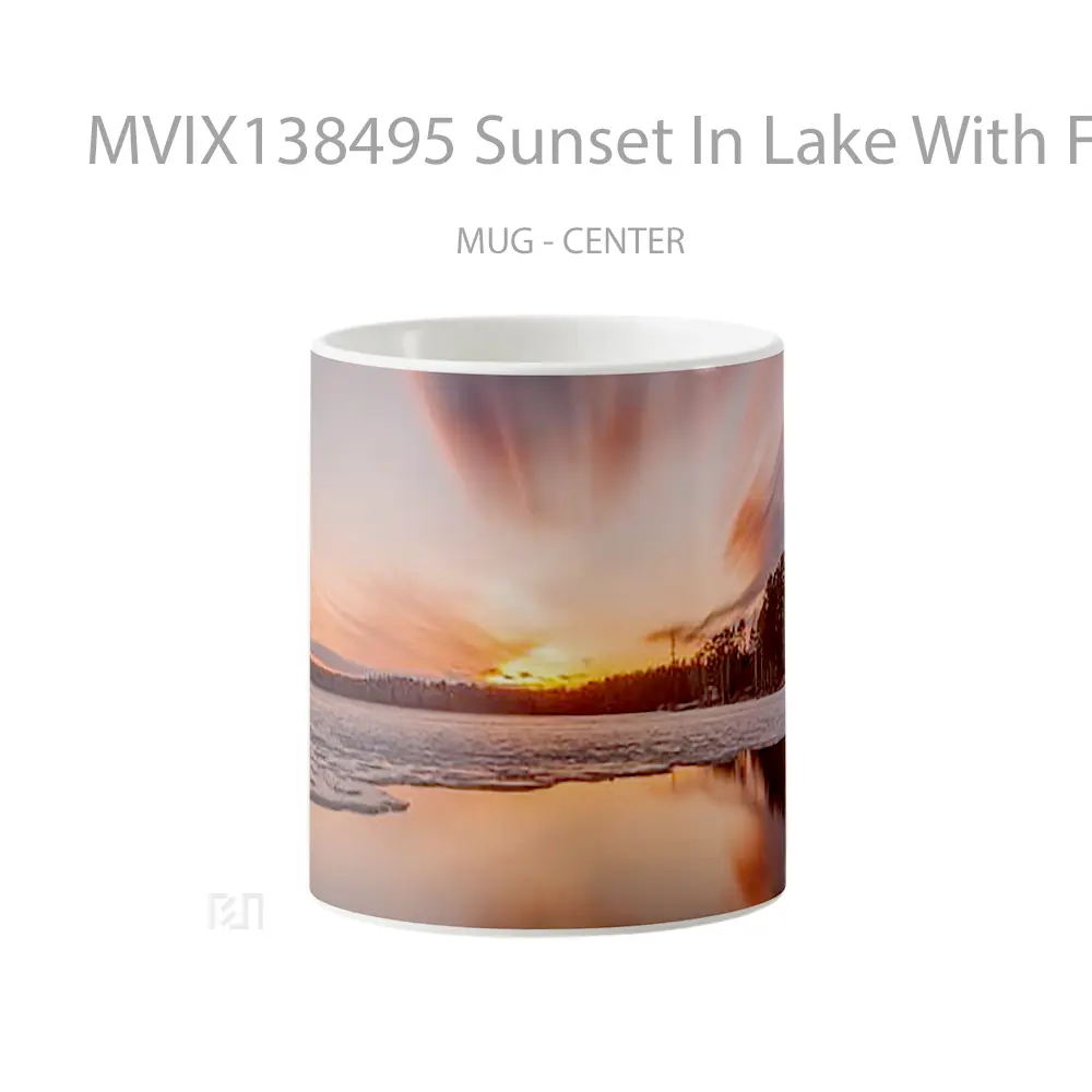 Mug Sunset In Lake With Forest Gelas Pemandangan Alam